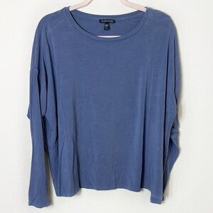 Eileen Fisher Tunic Top Dusty Blue Pullover Long Sleeve Shirt Tencel sz Large
